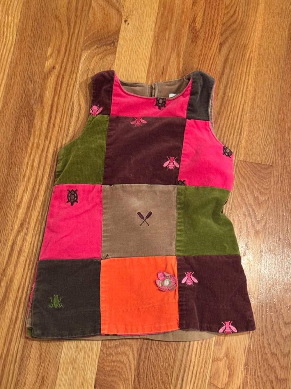 Lilly Pulitzer Patchwork Corduroy Tank Dress in Pink, Green, Orange & Brown